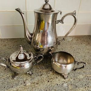 Coffee/Tea Silver Set 3-Piece Sugar & Creamer